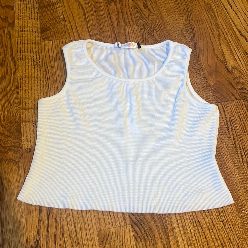 Lucy Girls Waffle White Tank Size M